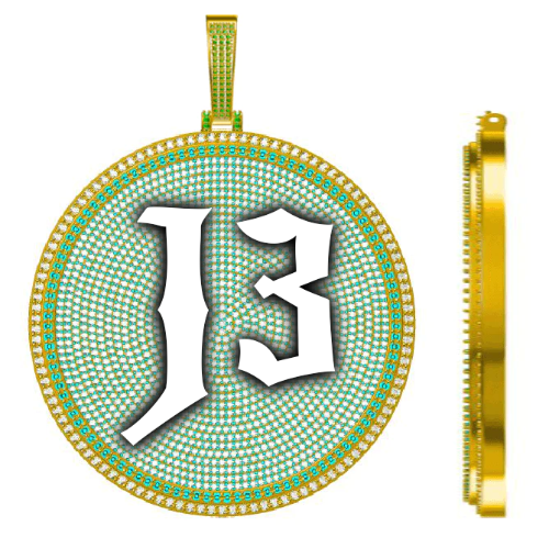 CUSTOM LETTER NECKLACE 3D BIG DISC