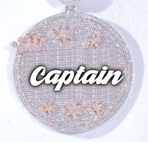 CUSTOM LETTER NECKLACE 3D BIG CROWN DISC