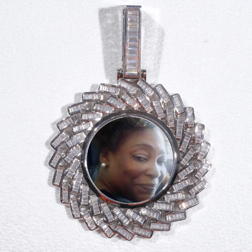 Large 3D Baguette Custom Picture Pendant