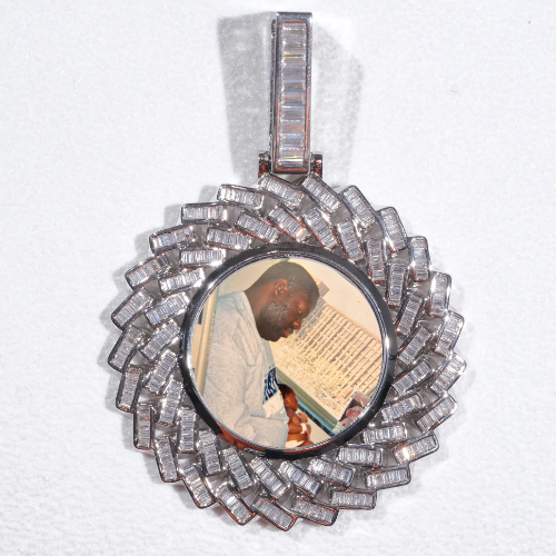 Large 3D Baguette Custom Picture Pendant