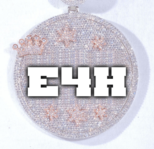CUSTOM LETTER NECKLACE 3D BIG CROWN DISC
