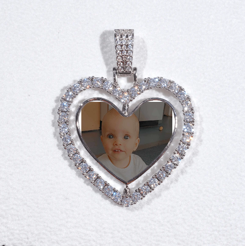 3D Spinning 2-Faced Heart Custom Picture Pendant
