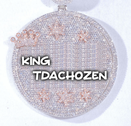 CUSTOM LETTER NECKLACE 3D BIG CROWN DISC