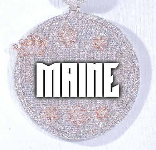 CUSTOM LETTER NECKLACE 3D BIG CROWN DISC