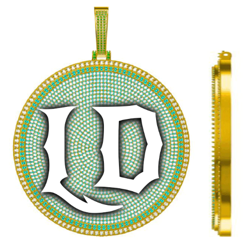 CUSTOM LETTER NECKLACE 3D BIG DISC