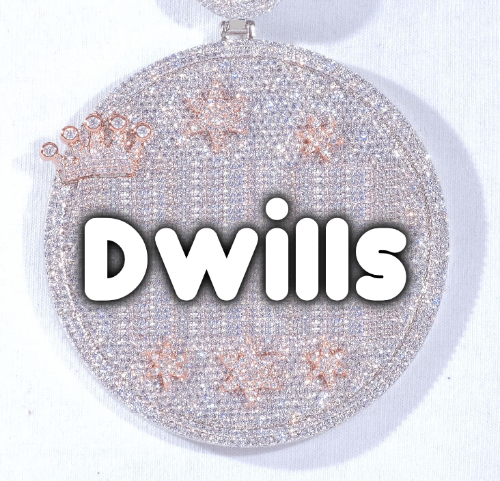 CUSTOM LETTER NECKLACE 3D BIG CROWN DISC