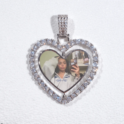 3D Spinning 2-Faced Heart Custom Picture Pendant