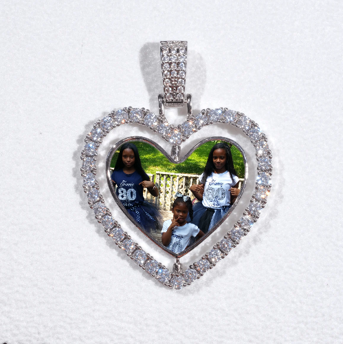 3D Spinning 2-Faced Heart Custom Picture Pendant