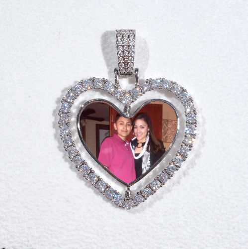 3D Spinning 2-Faced Heart Custom Picture Pendant