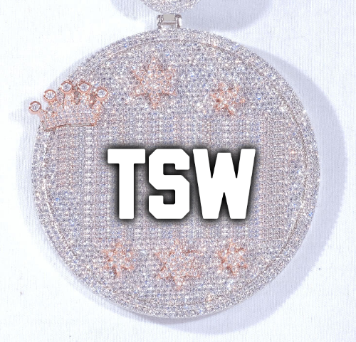 CUSTOM LETTER NECKLACE 3D BIG CROWN DISC