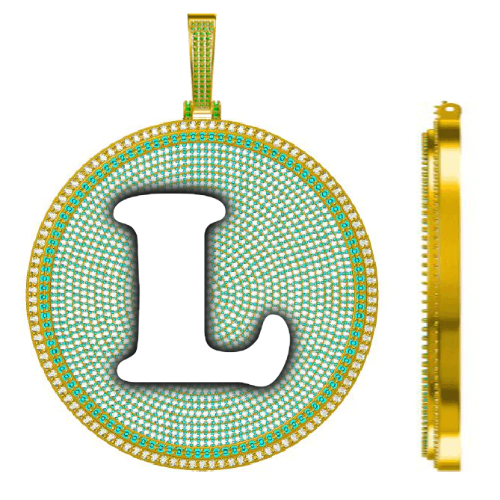 CUSTOM LETTER NECKLACE 3D BIG DISC