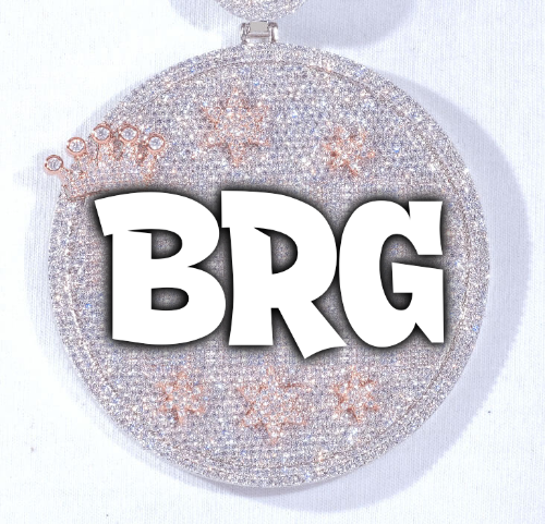 CUSTOM LETTER NECKLACE 3D BIG CROWN DISC