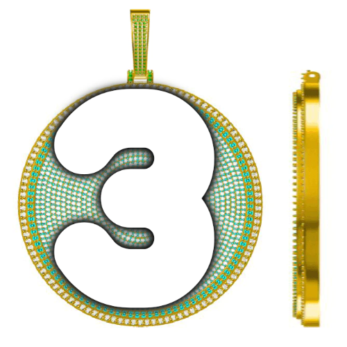 CUSTOM LETTER NECKLACE 3D BIG DISC