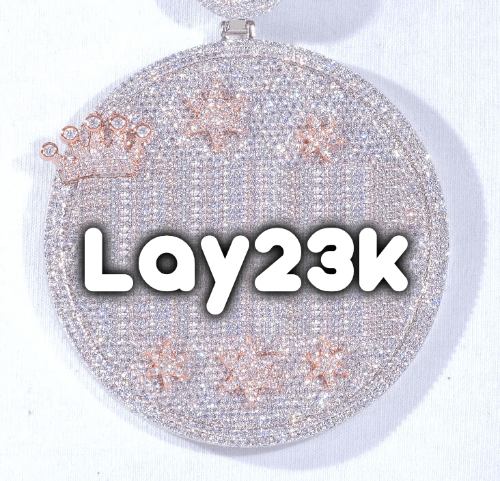 CUSTOM LETTER NECKLACE 3D BIG CROWN DISC