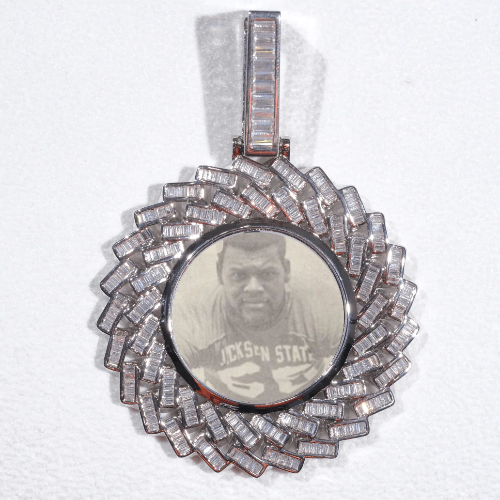 Large 3D Baguette Custom Picture Pendant