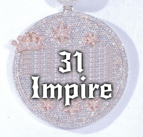 CUSTOM LETTER NECKLACE 3D BIG CROWN DISC