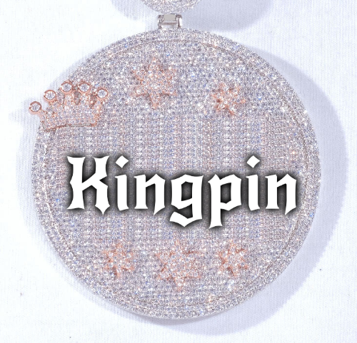 CUSTOM LETTER NECKLACE 3D BIG CROWN DISC