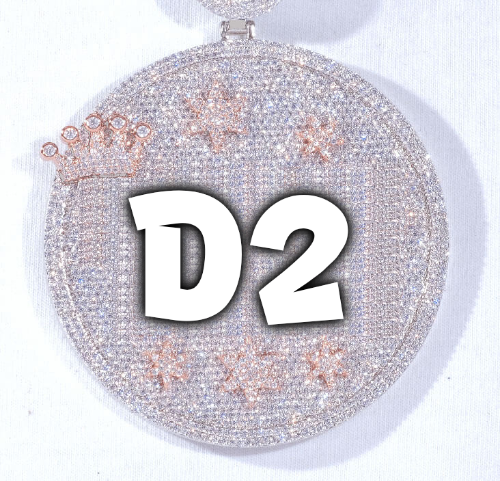 CUSTOM LETTER NECKLACE 3D BIG CROWN DISC