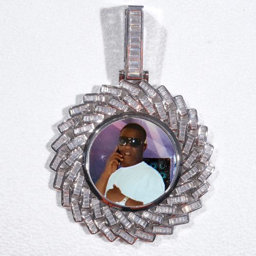 Large 3D Baguette Custom Picture Pendant