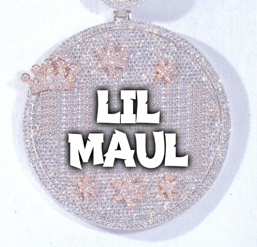 CUSTOM LETTER NECKLACE 3D BIG CROWN DISC