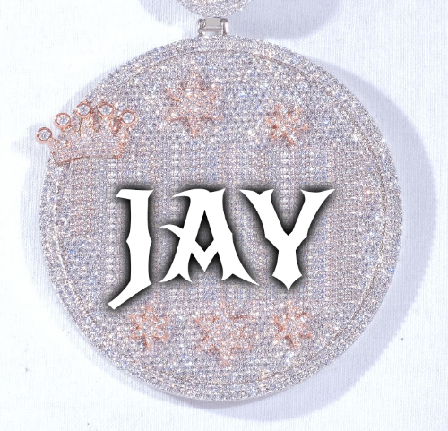 CUSTOM LETTER NECKLACE 3D BIG CROWN DISC