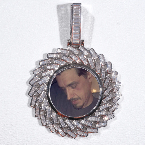 Large 3D Baguette Custom Picture Pendant