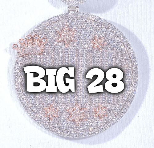 CUSTOM LETTER NECKLACE 3D BIG CROWN DISC