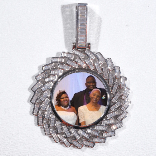 Large 3D Baguette Custom Picture Pendant