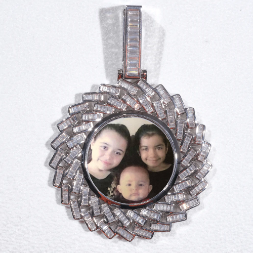Large 3D Baguette Custom Picture Pendant