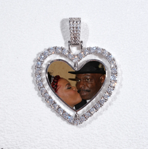 3D Spinning 2-Faced Heart Custom Picture Pendant