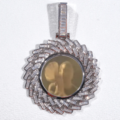 Large 3D Baguette Custom Picture Pendant