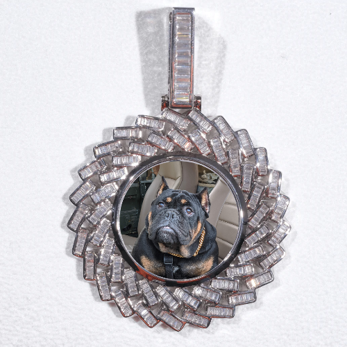 Large 3D Baguette Custom Picture Pendant