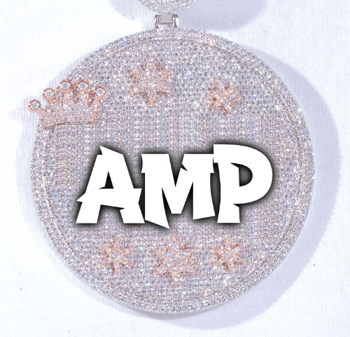 CUSTOM LETTER NECKLACE 3D BIG CROWN DISC