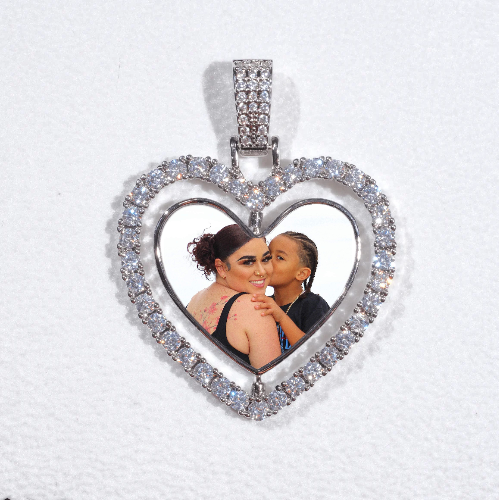 3D Spinning 2-Faced Heart Custom Picture Pendant