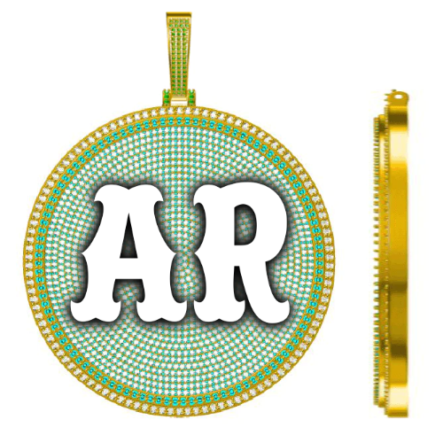 CUSTOM LETTER NECKLACE 3D BIG DISC