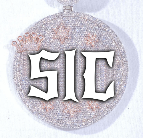 CUSTOM LETTER NECKLACE 3D BIG CROWN DISC