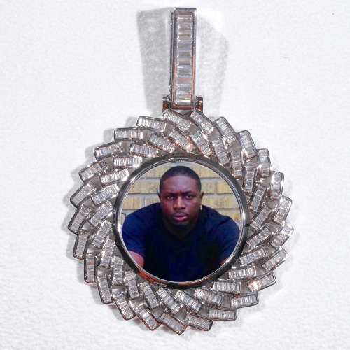 Large 3D Baguette Custom Picture Pendant
