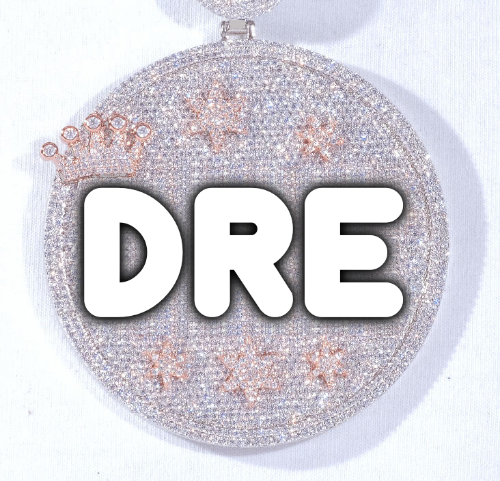 CUSTOM LETTER NECKLACE 3D BIG CROWN DISC