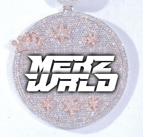 CUSTOM LETTER NECKLACE 3D BIG CROWN DISC