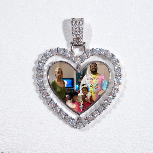 3D Spinning 2-Faced Heart Custom Picture Pendant