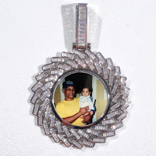 Large 3D Baguette Custom Picture Pendant