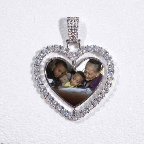 3D Spinning 2-Faced Heart Custom Picture Pendant