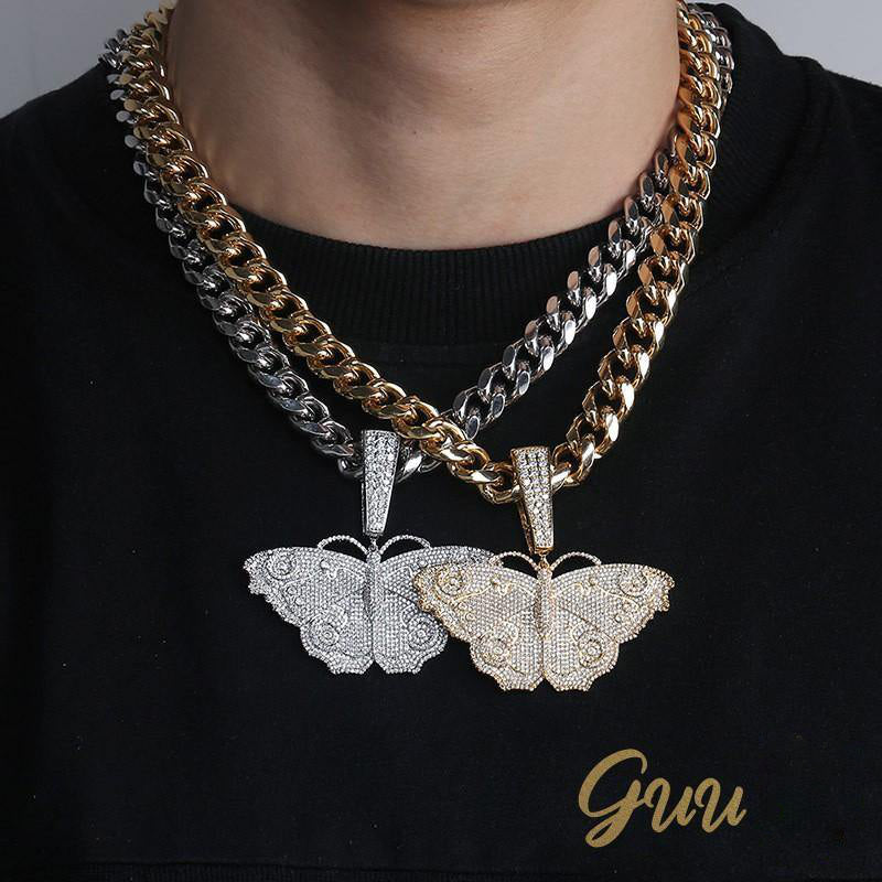 18K Gold-Plated Micro Inlay  AAA CZ Butterfly Pendant - The GUU Shop