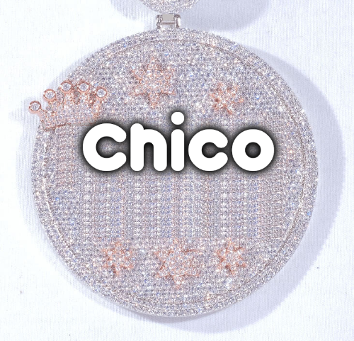 CUSTOM LETTER NECKLACE 3D BIG CROWN DISC