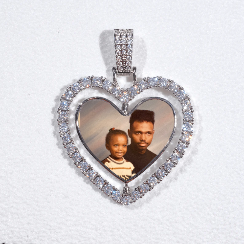 3D Spinning 2-Faced Heart Custom Picture Pendant