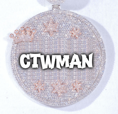 CUSTOM LETTER NECKLACE 3D BIG CROWN DISC
