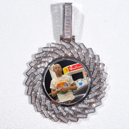Large 3D Baguette Custom Picture Pendant