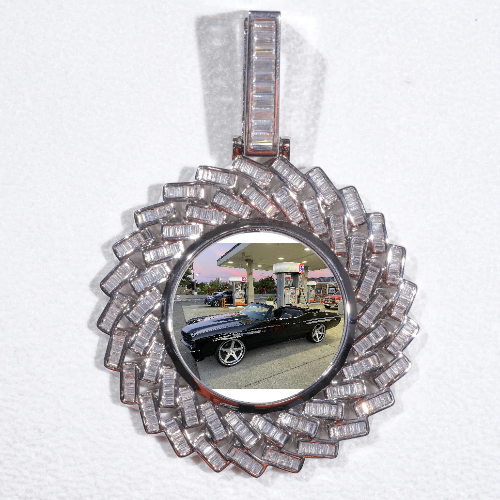 Large 3D Baguette Custom Picture Pendant