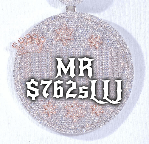 CUSTOM LETTER NECKLACE 3D BIG CROWN DISC