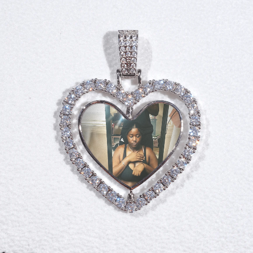 3D Spinning 2-Faced Heart Custom Picture Pendant